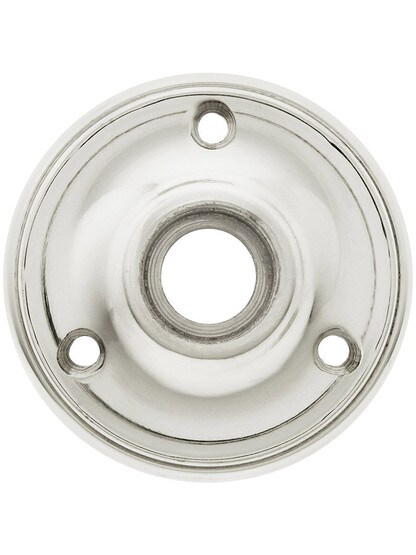 2 1/4 inch Cast Brass Rosette With 21/32 inch Collar in Polished Nickel.